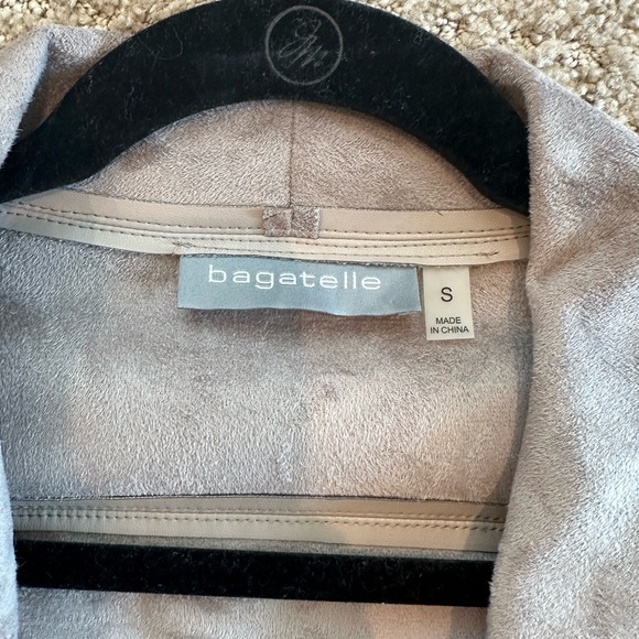 Women's Beige Faux Leather Jacket with Suede Collar - Picture 3 of 3